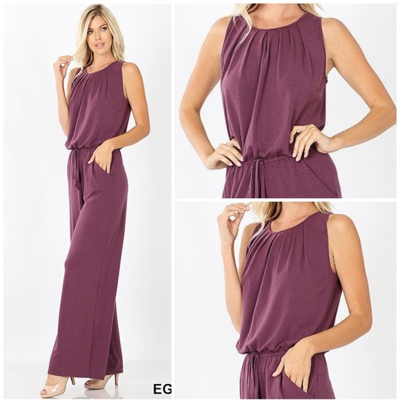 Zenana USA Women's Strapless Wide Leg Smocked Jumpsuit in Black